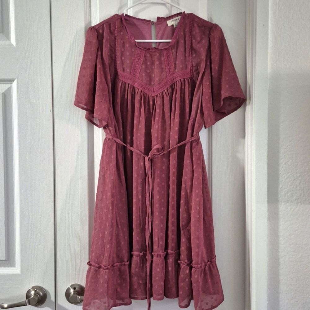 Umgee Swiss Dot Purple Pink Mini Sz M runs Big